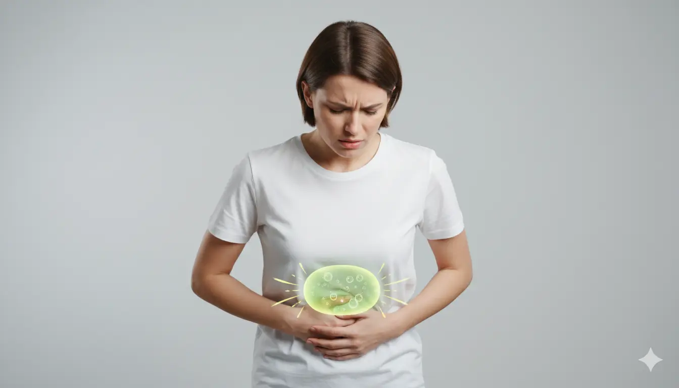 Mide şişkinliği yaşayan bir kişi